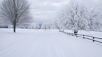 Fototapeta premium Winter Landscape with Frosty Mornings and Icy Details