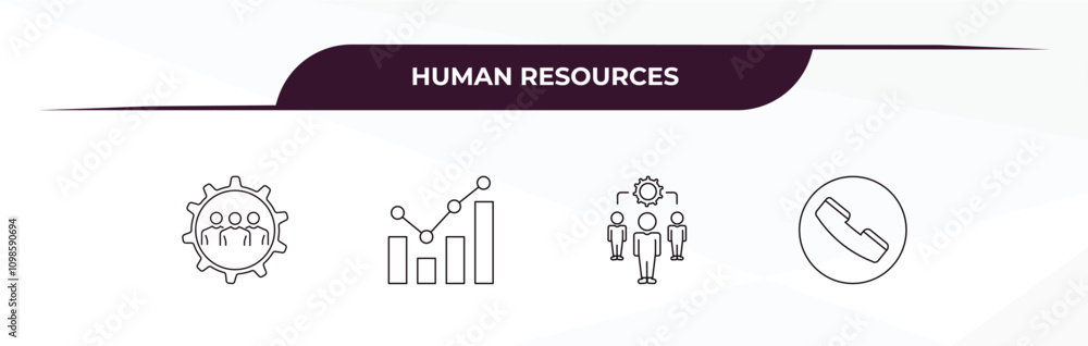 Aufkleber fully editable outline icon collection from human resources concept. thin line icons set such as hum