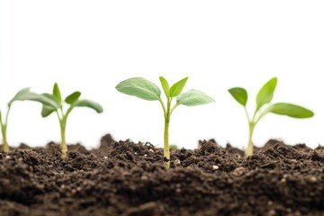 Fototapeta premium A cluster of small plants emerging from the soil