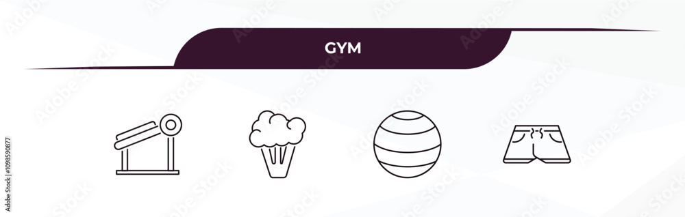 Aufkleber fully editable outline icon collection from gym concept. thin line icons set such as simulator for p