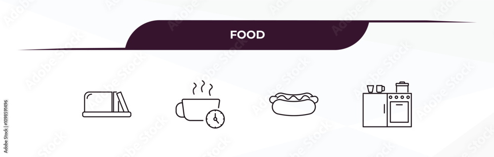 Poster fully editable outline icon collection from food concept. thin line icons set such as butter, tea ti