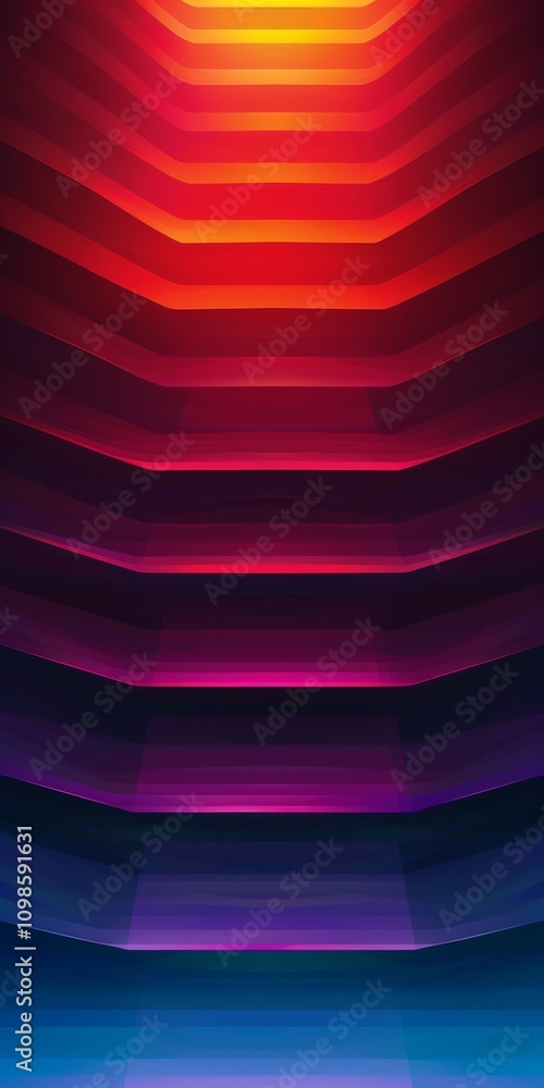 Poster abstract geometric background with layered gradient colors in red, orange, and purple, creating a vi