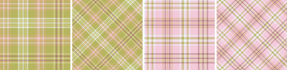 Plaid seamless vector tartan patterns set.