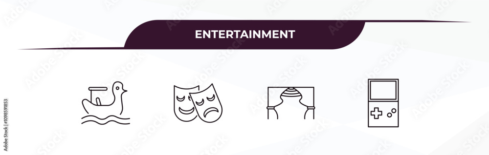 Poster fully editable outline icon collection from entertainment concept. thin line icons set such as swan 