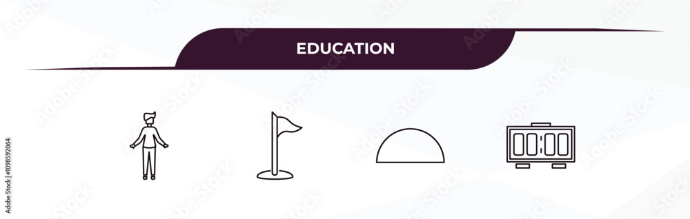 Poster fully editable outline icon collection from education concept. thin line icons set such as open arms