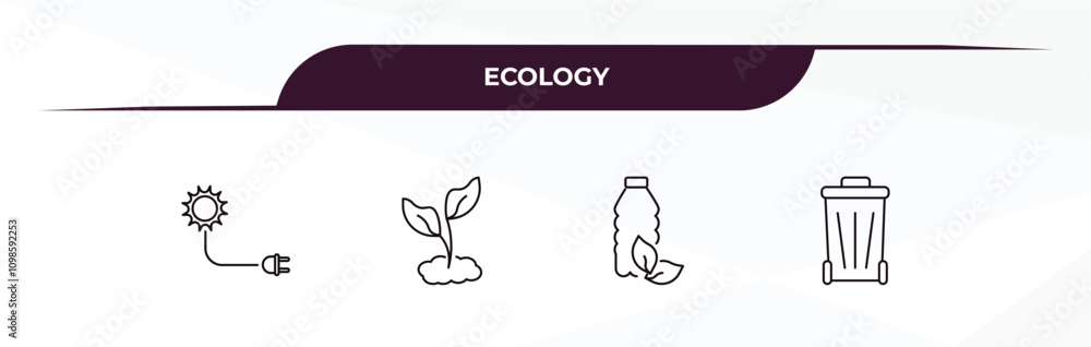 Poster fully editable outline icon collection from ecology concept. thin line icons set such as solar plug,