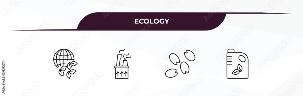 Poster fully editable outline icon collection from ecology concept. thin line icons set such as ecologism, 