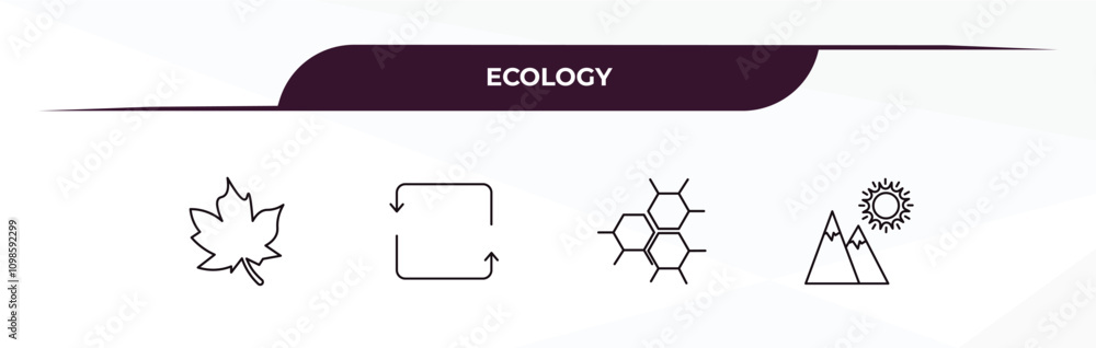 Poster fully editable outline icon collection from ecology concept. thin line icons set such as m leaf, rec