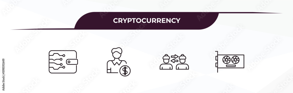 Poster fully editable outline icon collection from cryptocurrency concept. thin line icons set such as digi