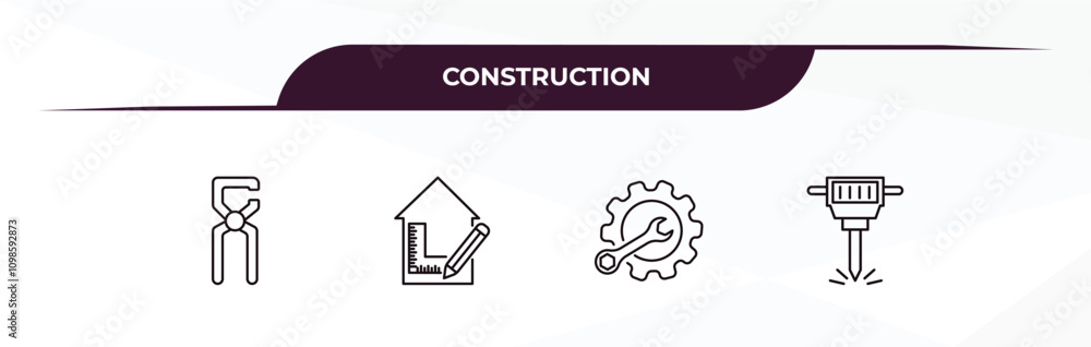 Aufkleber fully editable outline icon collection from construction concept. thin line icons set such as big cl