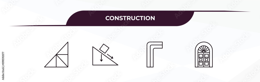 Poster fully editable outline icon collection from construction concept. thin line icons set such as joist,