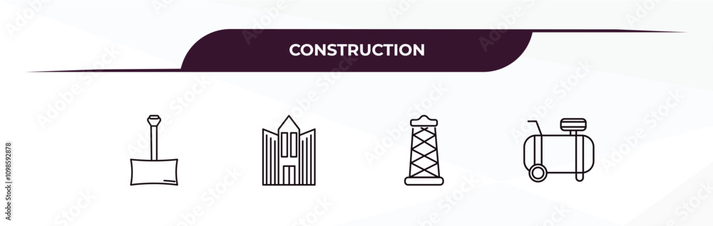Poster fully editable outline icon collection from construction concept. thin line icons set such as big sh