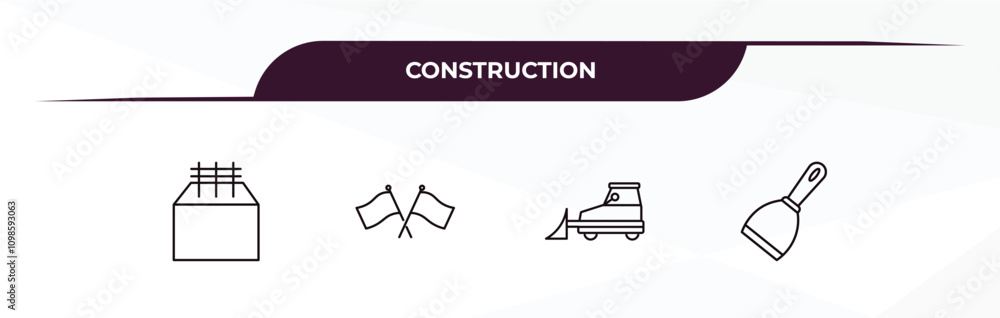 Aufkleber fully editable outline icon collection from construction concept. thin line icons set such as concre