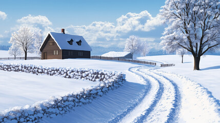 Winter Nostalgia in Vintage Illustrations and Snowy Landscapes
