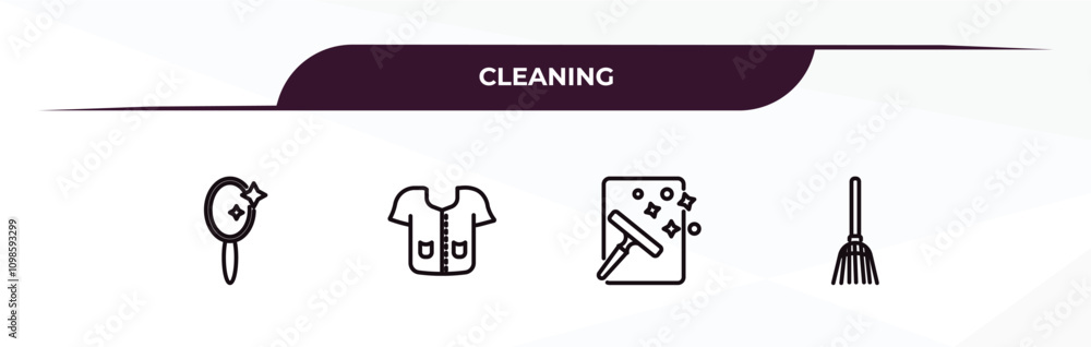 Aufkleber fully editable outline icon collection from cleaning concept. thin line icons set such as mirror cle