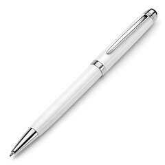 Naklejka premium Elegant White Ballpoint Pen with Chrome Accents for Professional Use