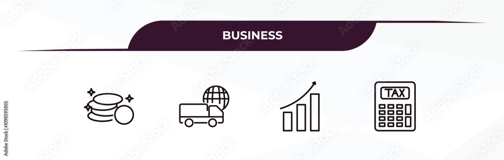 Poster fully editable outline icon collection from business concept. thin line icons set such as stack of g