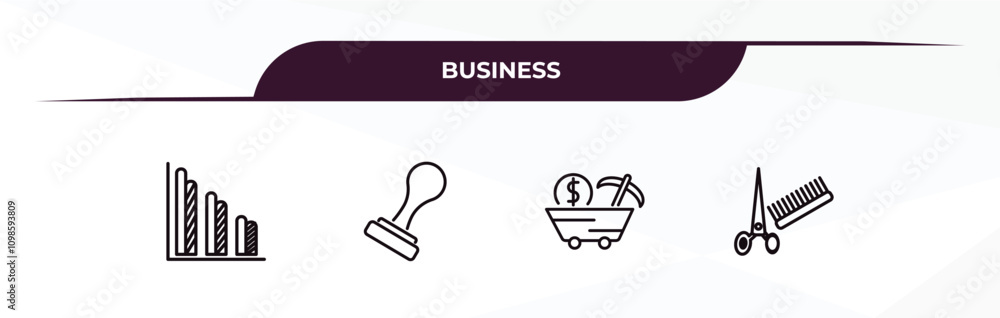 Poster fully editable outline icon collection from business concept. thin line icons set such as bars chart