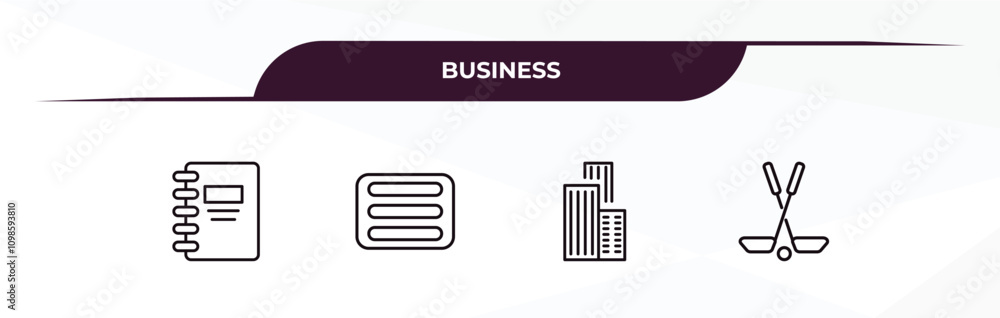 Aufkleber fully editable outline icon collection from business concept. thin line icons set such as address bo