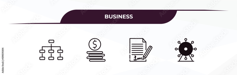 Poster fully editable outline icon collection from business concept. thin line icons set such as hierarchic