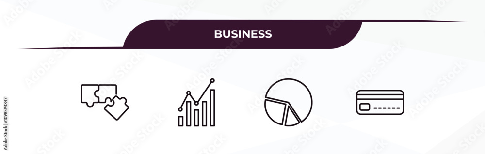Poster fully editable outline icon collection from business concept. thin line icons set such as puzzle gam