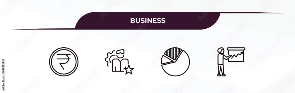 Poster fully editable outline icon collection from business concept. thin line icons set such as nepalese, 