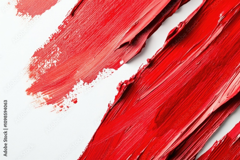 Poster a close-up view of red paint on a white surface, ideal for use in art projects or design illustratio