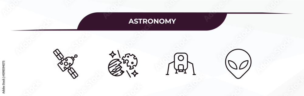 Poster fully editable outline icon collection from astronomy concept. thin line icons set such as space mod