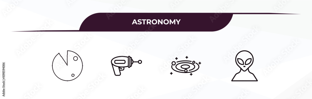 Poster fully editable outline icon collection from astronomy concept. thin line icons set such as radar sys