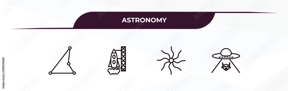 Poster fully editable outline icon collection from astronomy concept. thin line icons set such as triangula
