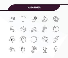 fully editable outline icon collection from weather concept. thin line icons set such as daytime, sprinkle weather, sleet, earthquake, bolt,