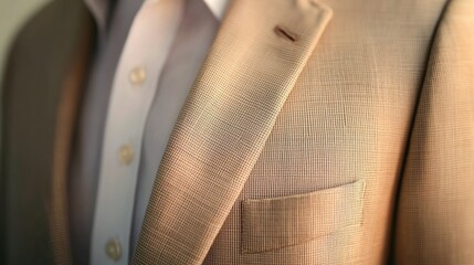 Elegant Old Money Fashion: Detailed Lapel Design on Tailored Blazer with Soft Lighting