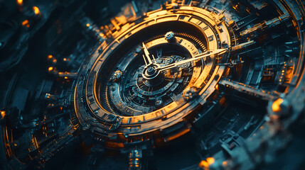 Fototapeta premium Abstract mechanical background, steampunk fractal. Steampunk. Illustration