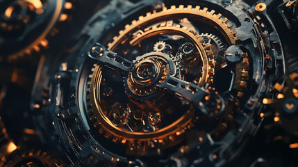 Obraz premium Abstract mechanical background, steampunk fractal. Steampunk. Illustration