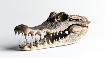 A close-up view of an alligator's head with its mouth open, great for wildlife or reptile-themed illustrations