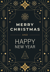 Merry christmas card design with simple geometric christmas tree