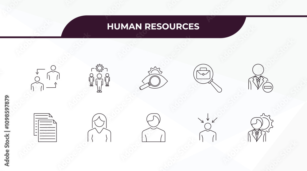 Aufkleber fully editable outline icon collection from human resources concept. thin line icons set such as cha