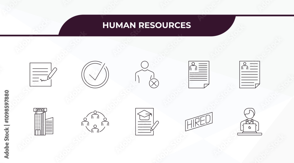 Aufkleber fully editable outline icon collection from human resources concept. thin line icons set such as con