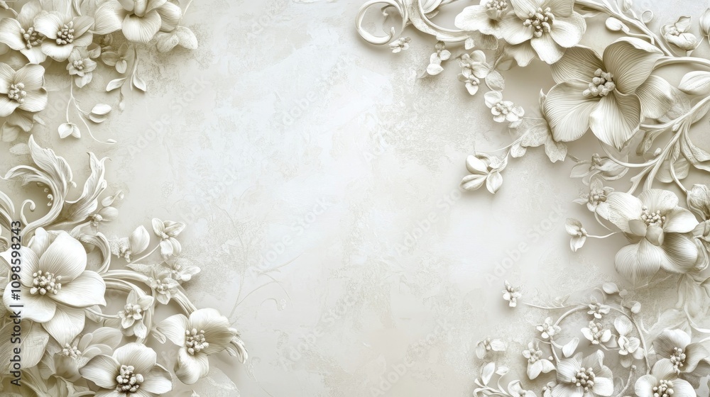 Poster an elegant front page border design featuring intricate floral patterns in soft colors