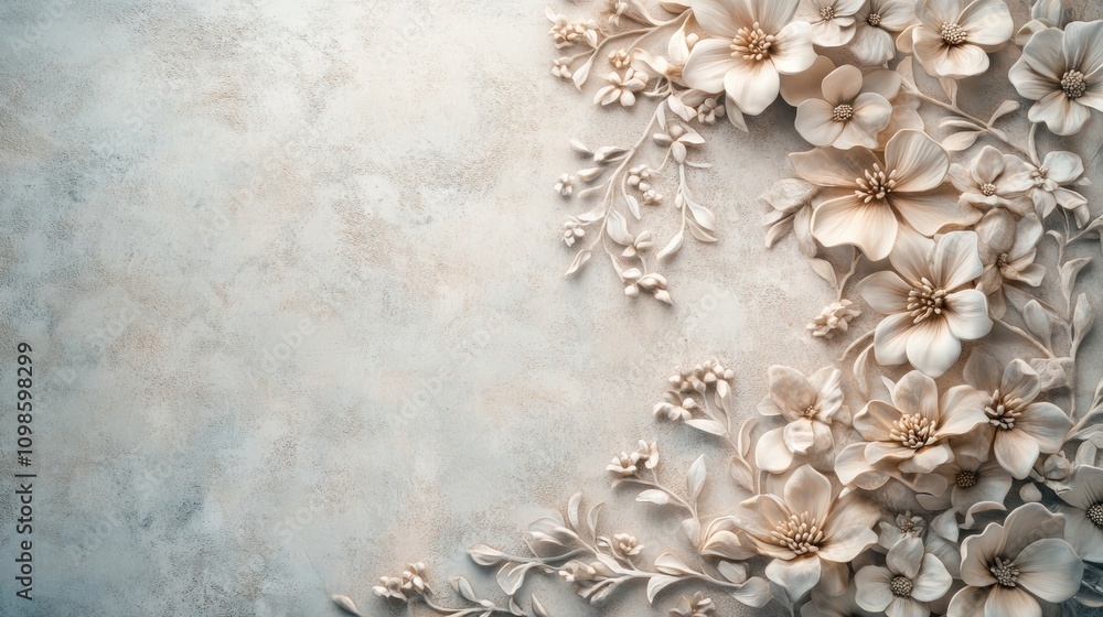 Poster an elegant front page border design featuring intricate floral patterns in soft colors