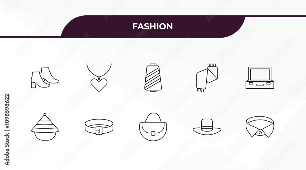 Aufkleber fully editable outline icon collection from fashion concept. thin line icons set such as boot for wo