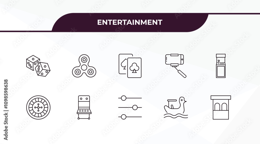 Aufkleber fully editable outline icon collection from entertainment concept. thin line icons set such as dices