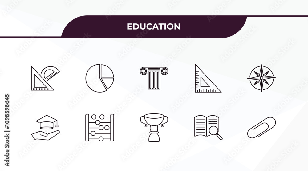 Poster fully editable outline icon collection from education concept. thin line icons set such as measuring
