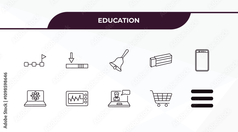 Poster fully editable outline icon collection from education concept. thin line icons set such as steps to 