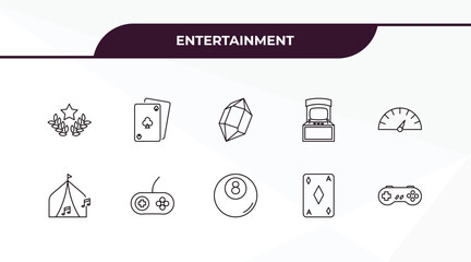 fully editable outline icon collection from entertainment concept. thin line icons set such as glory, card game, festival, diamond ace, super,