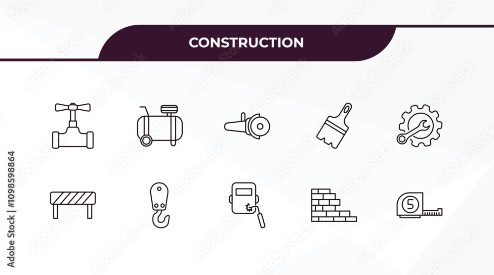 Aufkleber fully editable outline icon collection from construction concept. thin line icons set such as stopco