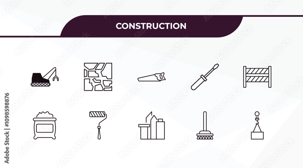 Aufkleber fully editable outline icon collection from construction concept. thin line icons set such as derric