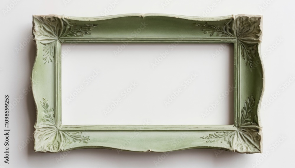 Poster decorative hand-painted empty frame resting against a neutral background, ready for a beautiful artw
