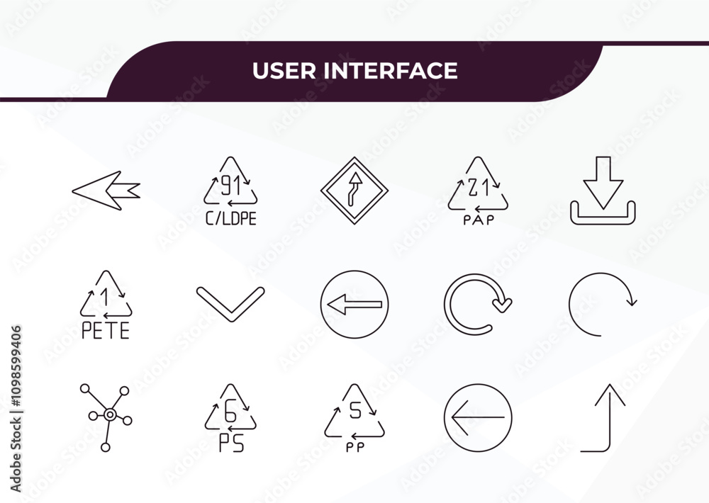 Aufkleber fully editable outline icon collection from user interface concept. thin line icons set such as left