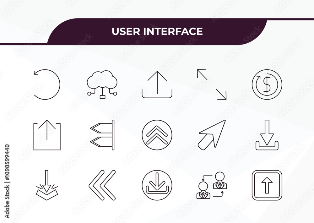 Poster fully editable outline icon collection from user interface concept. thin line icons set such as refr